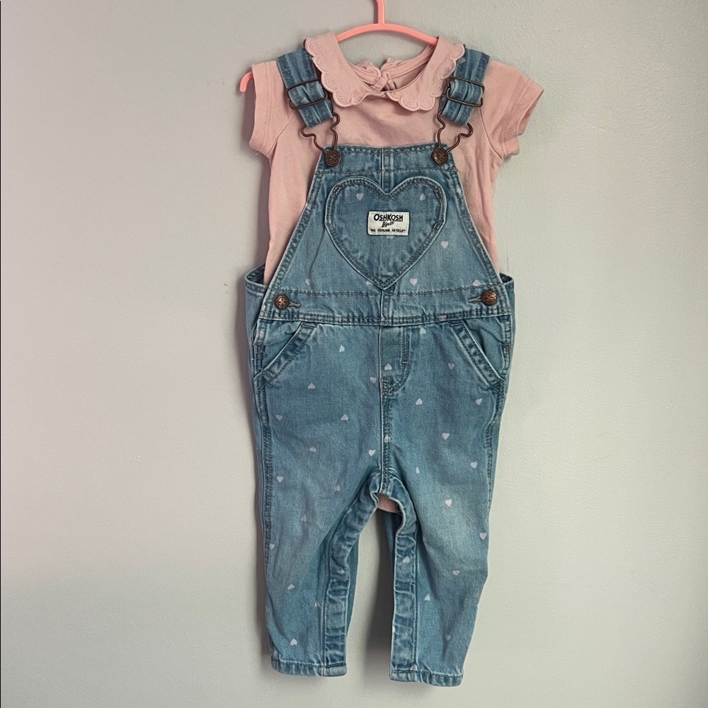 OshKosh B'gosh Blue Overalls with Pink Shirt